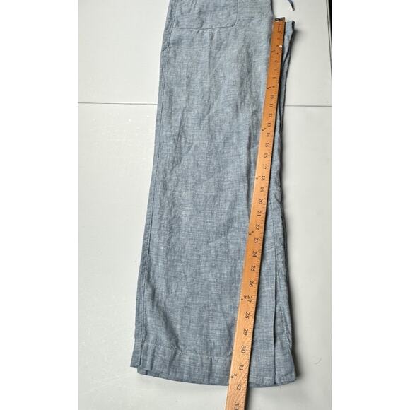 Athleta Pants Womens 8T Blue Linen Retreat Wide Leg Resort Beach Coastal Preppy - Picture 12 of 14